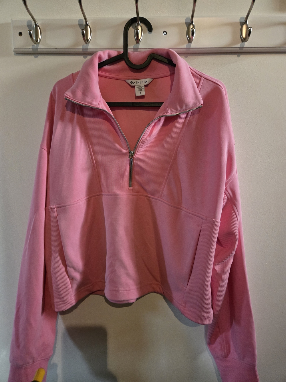 Athleta Bright Pink Quarter-Zip Pullover Hoodie